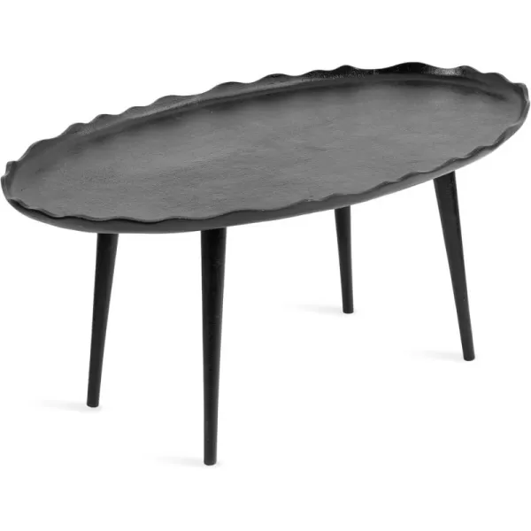 imageKate and Laurel Alessia Transitional Oval Coffee Table 34 x 20 x 15 Bronze Metal Living Room Table for Storage and Display with Antique Deckled Edge DetailingBlack