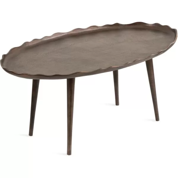 imageKate and Laurel Alessia Transitional Oval Coffee Table 34 x 20 x 15 Bronze Metal Living Room Table for Storage and Display with Antique Deckled Edge DetailingBronze