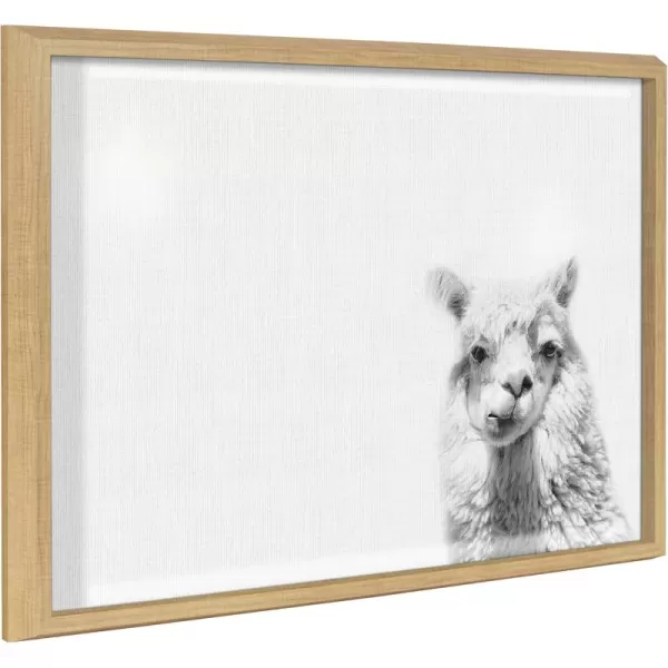 imageKate and Laurel Blake Alpaca Portrait Horizontal Framed Printed Glass Wall Art and Dry Erase by Simon Te of Tai Prints 18x24 Natural