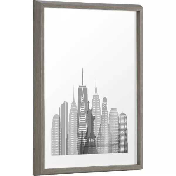 imageKate and Laurel Blake New York Cityscape Framed Printed Glass Wall and Dry Erase Art by Jake Goossen 18x24 Gray Decorative Landscape Functional Art for Wall
