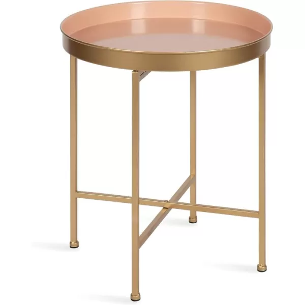 imageKate and Laurel Celia Glam Round Side Table 1825 x 1825 x 22 Pink and Gold Modern Minimalist Accent Table for Storage and Display