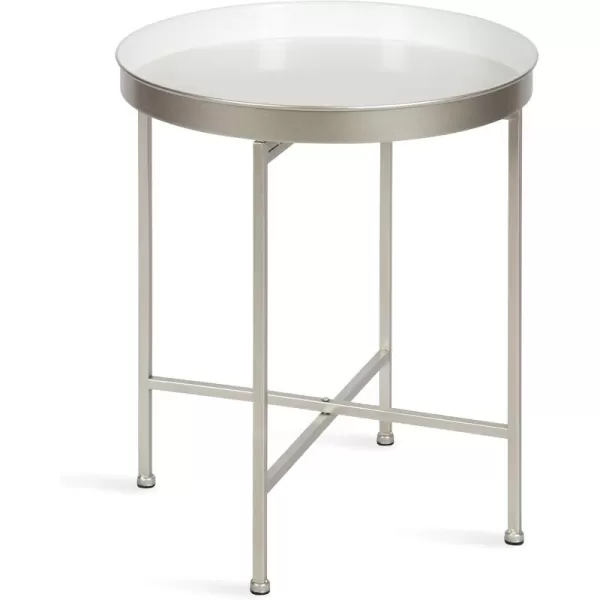imageKate and Laurel Celia Glam Round Side Table 1825 x 1825 x 22 White and Silver Modern Minimalist Accent Table for Storage and Display