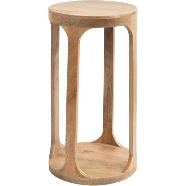 imageKate and Laurel Dahl Wooden Round Drink Table 12 x 23 Whitewash Transitional Boho Circle Wood Accent Pedestal Table for Living Room Plant Stand or Small Bedroom NightstandNatural