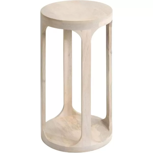 imageKate and Laurel Dahl Wooden Round Drink Table 12 x 23 Whitewash Transitional Boho Circle Wood Accent Pedestal Table for Living Room Plant Stand or Small Bedroom NightstandWhite