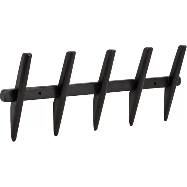 imageKate and Laurel Eland Modern FiveHook Wall Hanging Coat Rack 30 x 4 x 12 Black Decorative Wood Coat Rack Wall Mount for Use as Entryway Storage or Mudroom Hooks