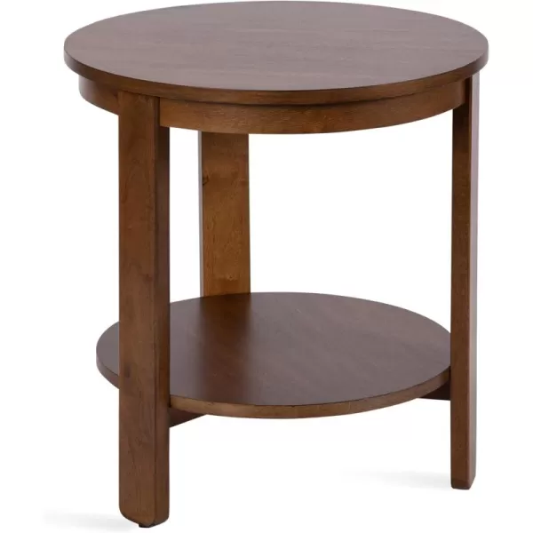 imageKate and Laurel Foxford Modern Tiered Round Side Table 22 x 22 x 24 Black Transitional TwoTier Circle Nightstand Table with Storage and Resilient Wood Construction for Bedroom DecorWalnut Brown