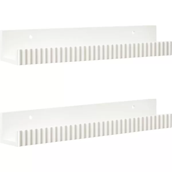 imageKate and Laurel Furrow Modern Wood Photo Display Ledges Set of 2 24 Inches Black Scalloped Floating Picture Ledge Shelf Set with Lip for Use as Nursery Book Shelves or Gallery Wall DecorWhite