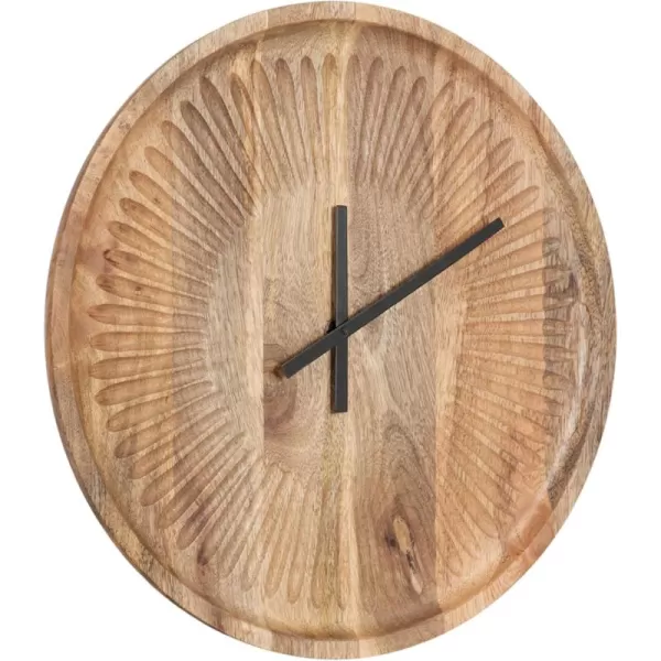 imageKate and Laurel Grear Modern Numberless Round Wall Clock 17 Inch Diameter Natural Wood Decorative Minimal Carved Wood Clock for Bedroom Entryway or Living Room DecorNatural