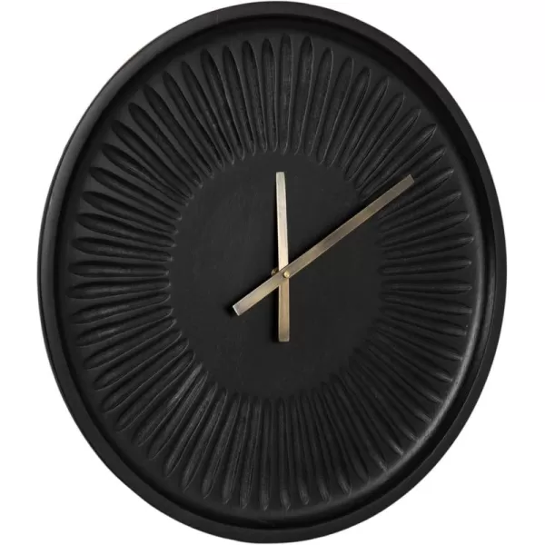 imageKate and Laurel Grear Modern Numberless Round Wall Clock 17 Inch Diameter Natural Wood Decorative Minimal Carved Wood Clock for Bedroom Entryway or Living Room DecorBlack