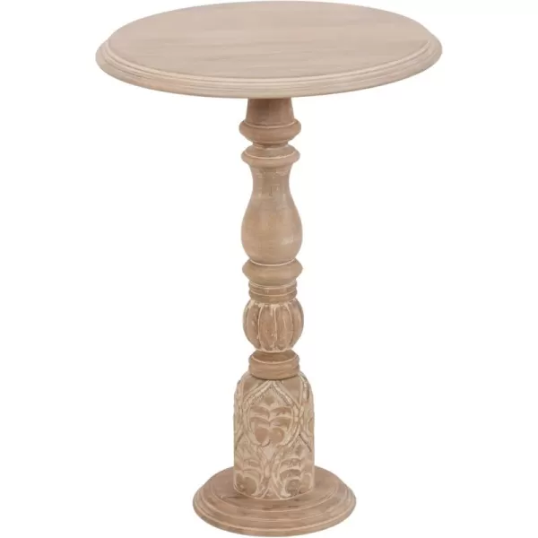imageKate and Laurel Hingham Circle Pedestal Use as Bedroom Nightstand Indoor Plant Stand or Decorative Living Room Table 16x16x24 White