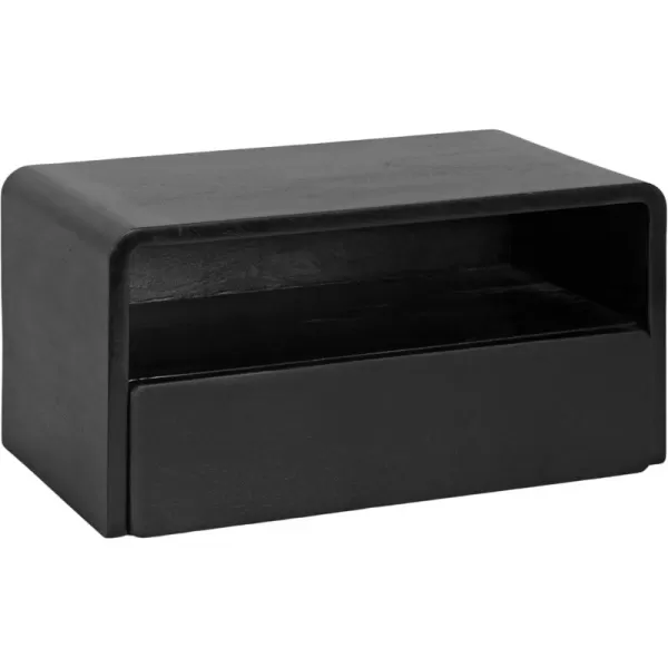 imageKate and Laurel Kato Modern Wood Floating Side Table with Drawer 18 x 10 x 9 Black Contemporary Wooden Floating Nightstand for Bedroom Bedside Table