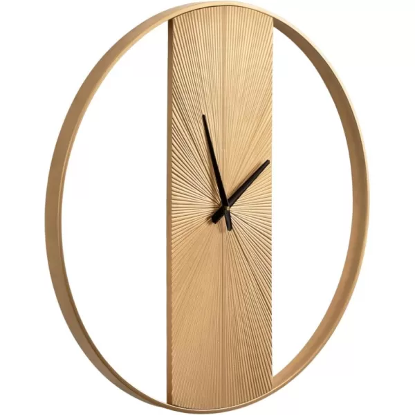 imageKate and Laurel Ladd Modern Numberless Embossed Wood and Metal Round Wall Clock 24 Inch Diameter Gold Decorative Minimal Metal and Wood Clock for Living Room DcorGold