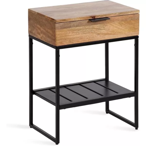 imageKate and Laurel Malone Modern Wooden Side Table with Metal Shelf 18 x 13 x 25 Natural Brown and Black Transitional Wood Nightstand with Storage Shelf Below