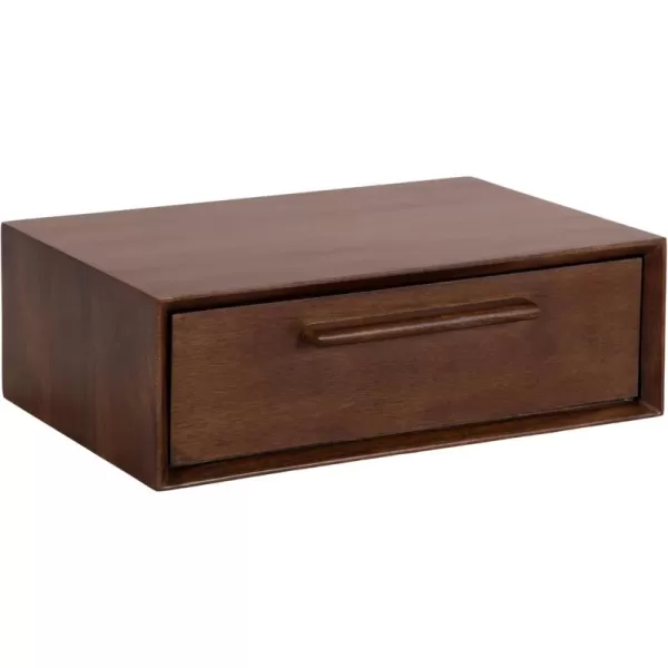 imageKate and Laurel McCutcheon Floating Wood Storage Shelf 18 x 12 x 6 Walnut Brown Decorative Transitional Floating Bedroom Nightstand with a Concealed Cubby Compartment