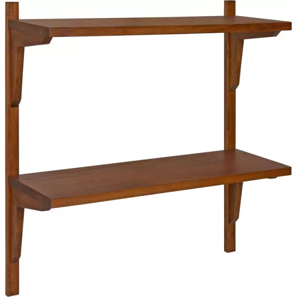 imageKate and Laurel Meridien MidCentury Wall Shelves 24quot x 8quot x 24quot Walnut Transitional Wall Decor and Storage