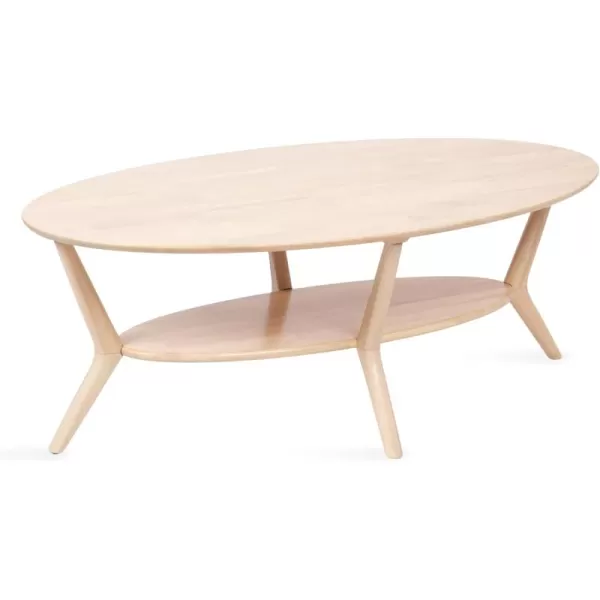 imageKate and Laurel Nylah MidCentury Modern Oval Coffee Table with Storage for Living Room Home Decor 48x26x18 Natural