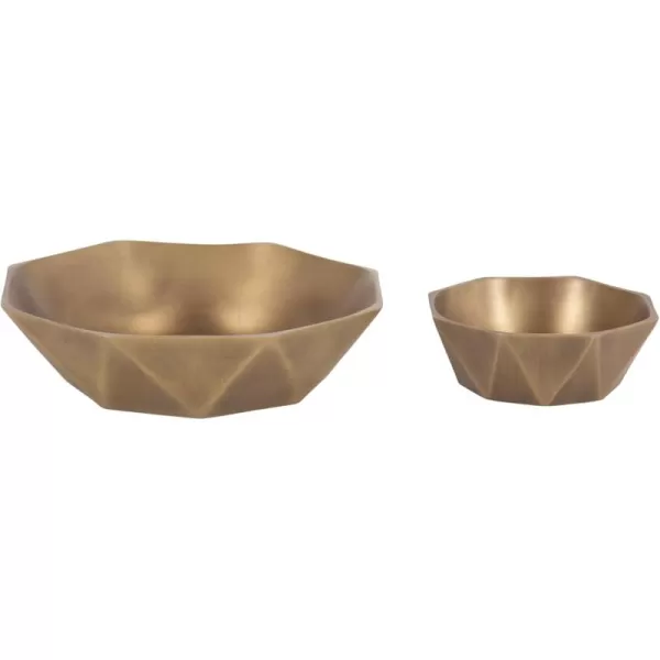 imageKate and Laurel Octave Decorative Faceted Metal Bowls Set of 2 Antique Brass Cast Aluminum FoodSafe Fruit Bowls for Kitchen Counter or Use as a Key Bowl Set for an Entryway Table