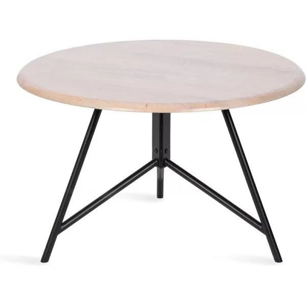 imageKate and Laurel Pallson Modern Round Wooden Coffee Table 28 x 18 Whitewash and Black Circle Wood and Metal Coffee Table with Mixed Materials for Living Room Home DcorWhiteBlack