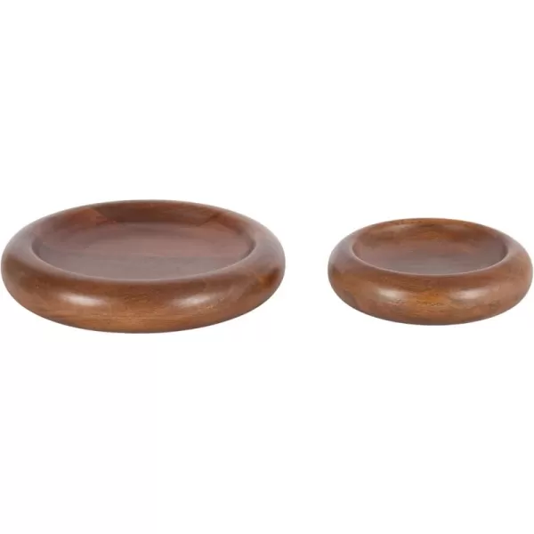 imageKate and Laurel Plumt Decorative Round Solid Wood Nesting Bowls Set of 2 Walnut Brown FoodSafe Fruit Bowls for Kitchen Counter or Use as a Key Bowl Set or Centerpiece Table Decorations