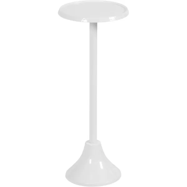 imageKate and Laurel Sanzo Modern Pedestal Outdoor Drink Table 9 x 9 x 23 White Decorative Outdoor Patio Table for Deck with Hammered Tabletop for Use as Small Plant Stand or Living Room Martini Table