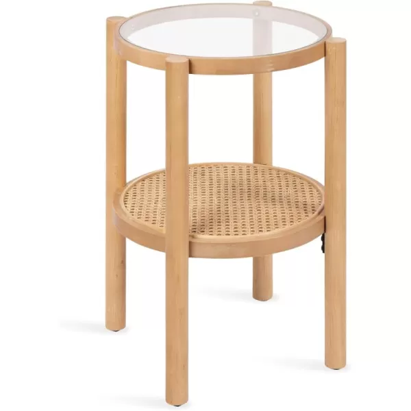 imageKate and Laurel Shorehaven Transitional Coastal Circle Pedestal End Indoor Plant Stand or Living Room Accent Table 18x18x24 Natural