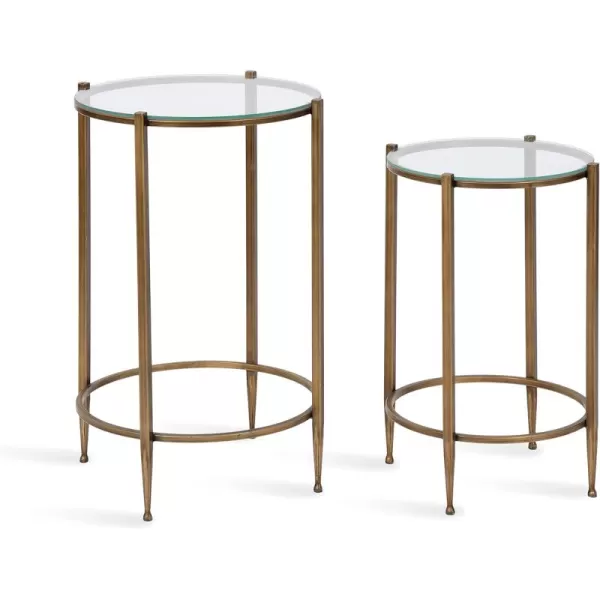 imageKate and Laurel Solange Traditional TwoPiece Metal Nesting Table Set 17 x 17 x 27 Antique Gold Vintage Side Nesting Tables for Living Room Decor and Display