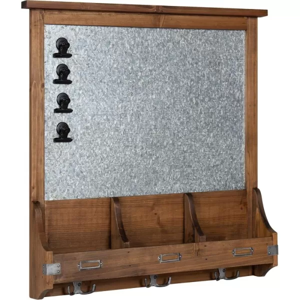 imageKate and Laurel Stallard Farmhouse Magnetic Wall Organizer 24 x 24 Rustic Brown Decorative Galvanized Metal Board