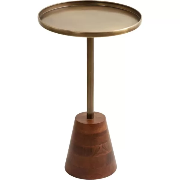 imageKate and Laurel Tira Elegant Round Side Table 14 x 24 Brass and Black Modern Glam Circle End Table for Use as Bedroom Nightstand or Living Room Table OptionWalnut BrownGold