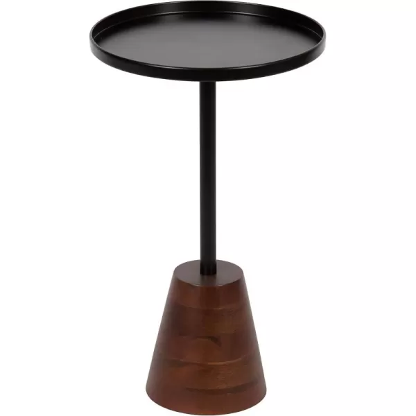 imageKate and Laurel Tira Elegant Round Side Table 14 x 24 Brass and Black Modern Glam Circle End Table for Use as Bedroom Nightstand or Living Room Table OptionBlackWalnut Brown