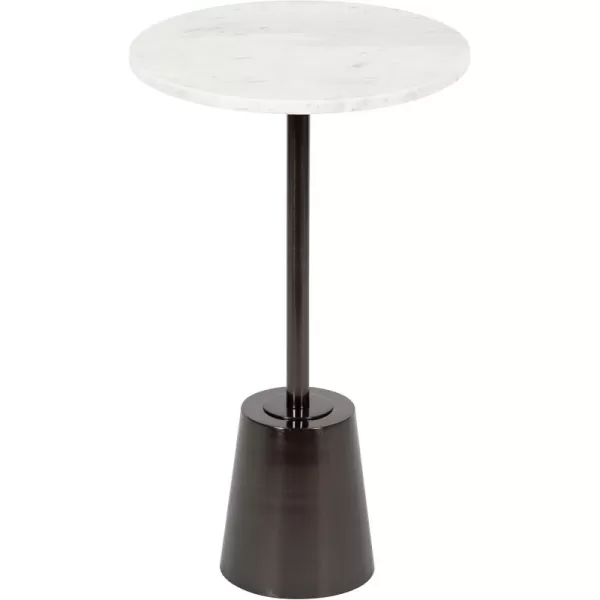 imageKate and Laurel Tira Elegant Round Side Table 14 x 24 Brass and Black Modern Glam Circle End Table for Use as Bedroom Nightstand or Living Room Table OptionGunmetalWhite Marble