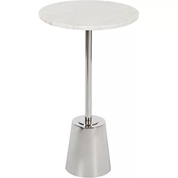 imageKate and Laurel Tira Elegant Round Side Table 14 x 24 Brass and Black Modern Glam Circle End Table for Use as Bedroom Nightstand or Living Room Table OptionSilverWhite Marble