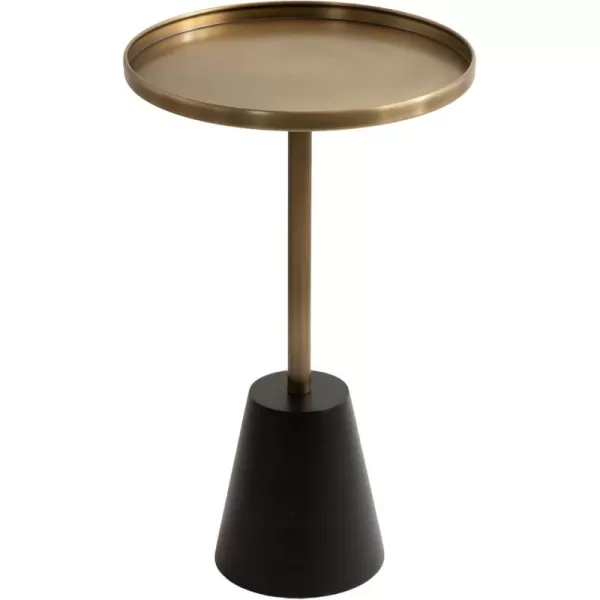 imageKate and Laurel Tira Elegant Round Side Table 14 x 24 Brass and Black Modern Glam Circle End Table for Use as Bedroom Nightstand or Living Room Table OptionGoldBlack