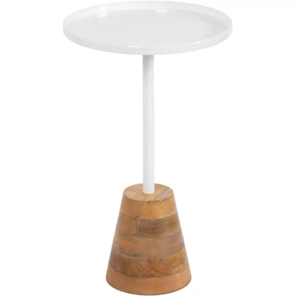 imageKate and Laurel Tira Elegant Round Side Table 14 x 24 Brass and Black Modern Glam Circle End Table for Use as Bedroom Nightstand or Living Room Table OptionWhiteNatural