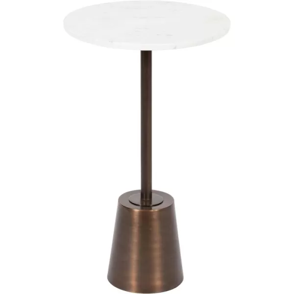 imageKate and Laurel Tira Elegant Round Side Table 14 x 24 Brass and Black Modern Glam Circle End Table for Use as Bedroom Nightstand or Living Room Table OptionBronzeWhite Marble