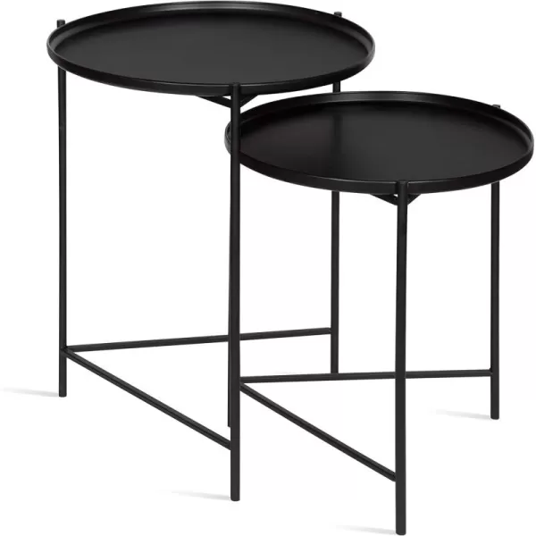 imageKate and Laurel Ulani Set of 2 Nested Round Metal End Tables BlackBlack