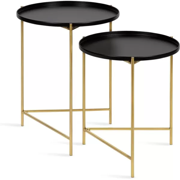 imageKate and Laurel Ulani Set of 2 Nested Round Metal End Tables BlackBlackGold