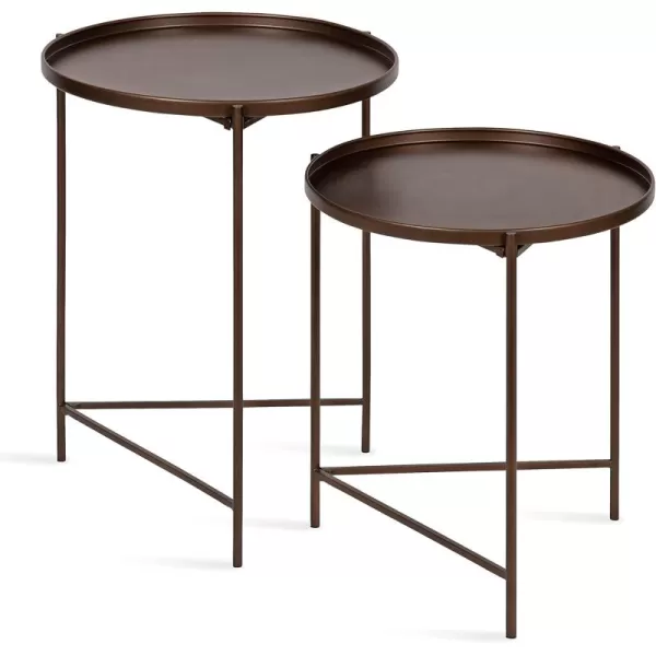 imageKate and Laurel Ulani Set of 2 Nested Round Metal End Tables BlackBronze