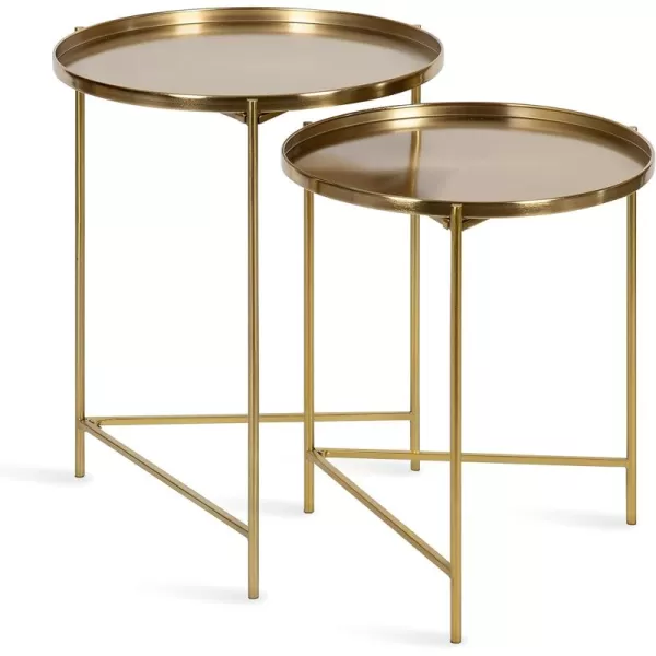 imageKate and Laurel Ulani Set of 2 Nested Round Metal End Tables BlackGold