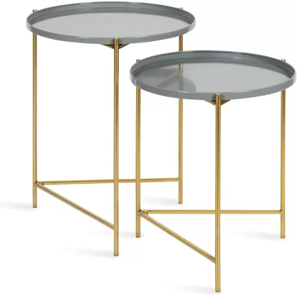 imageKate and Laurel Ulani Set of 2 Nested Round Metal End Tables BlackGrayGold