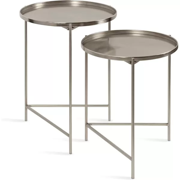 imageKate and Laurel Ulani Set of 2 Nested Round Metal End Tables BlackSilver