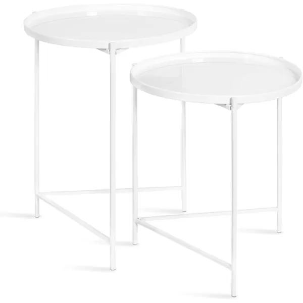 imageKate and Laurel Ulani Set of 2 Nested Round Metal End Tables BlackWhite