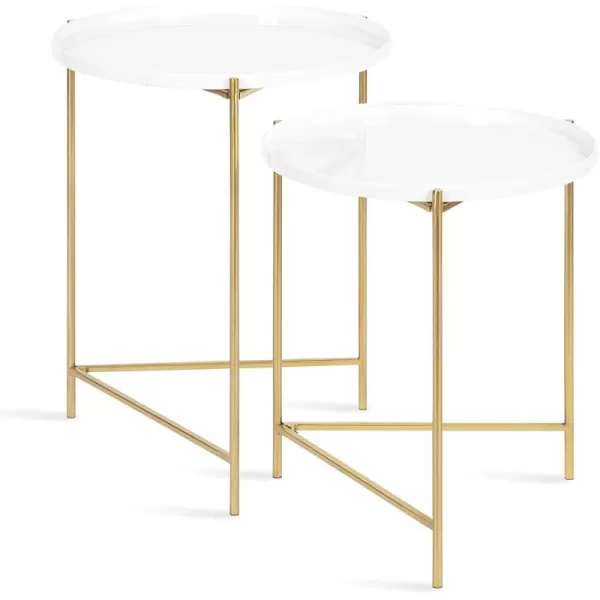 imageKate and Laurel Ulani Set of 2 Nested Round Metal End Tables BlackWhiteGold