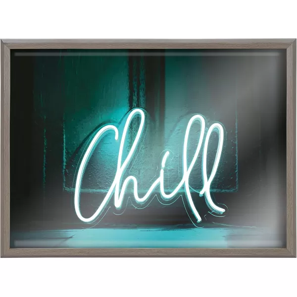 imageKate and Laurel Blake Chill Neon Sign Framed Printed Glass Wall Art by The Creative Bunch Studio 18x24 Gray Retro Modern Chill Vibes Wall Dcor