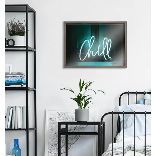 imageKate and Laurel Blake Chill Neon Sign Framed Printed Glass Wall Art by The Creative Bunch Studio 18x24 Gray Retro Modern Chill Vibes Wall Dcor