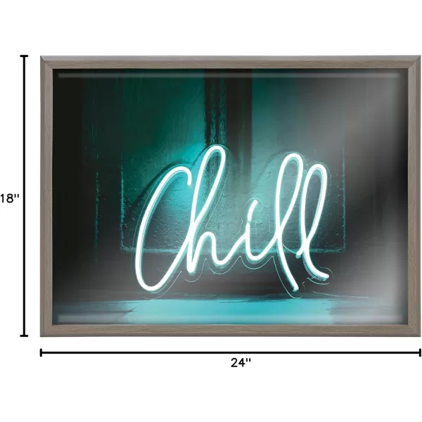 imageKate and Laurel Blake Chill Neon Sign Framed Printed Glass Wall Art by The Creative Bunch Studio 18x24 Gray Retro Modern Chill Vibes Wall Dcor