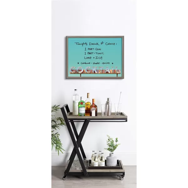 imageKate and Laurel Blake Cocktail Hour Framed Printed Glass Art or Dry Erase Board by Robert Cadloff of Bomobob 18x24 Gray Multifunction Home Decor