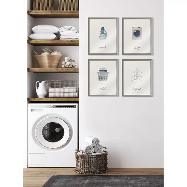 imageKate and Laurel Blake Dry Framed Printed Glass Wall Art by Elizabeth Silver 16x20 Gray Decorative Whimsical Laundry Themed Art Print for Wall