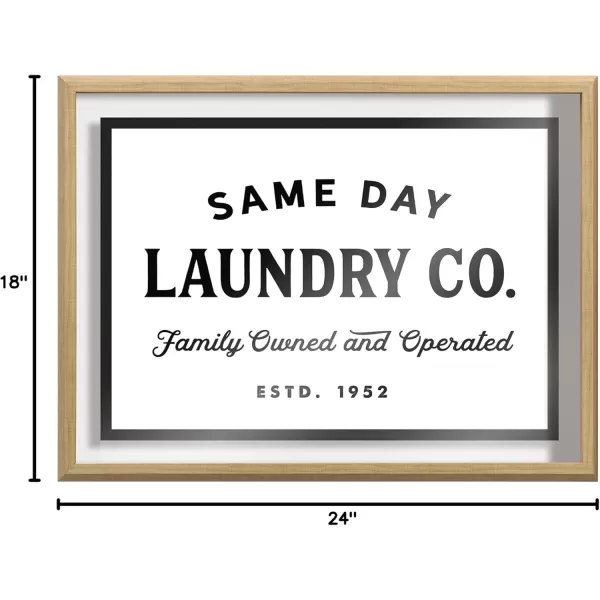 imageKate and Laurel Blake Same Day Laundry Framed Printed Glass Wall Art by Maggie Price of Hunt and Gather Goods 18 x 24 Natural Decorative Retro Art for Wall