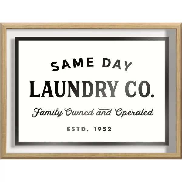 imageKate and Laurel Blake Same Day Laundry Framed Printed Glass Wall Art by Maggie Price of Hunt and Gather Goods 18 x 24 Natural Decorative Retro Art for Wall