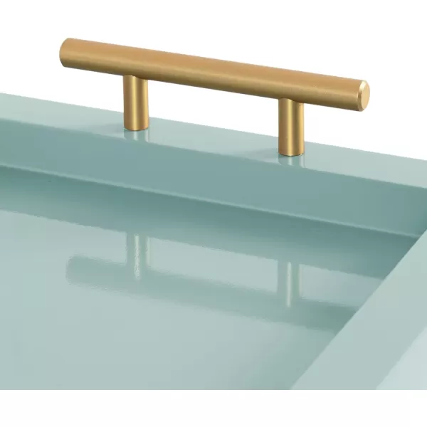 imageKate and Laurel Halsey Rectangle Decorative Narrow Tray with Gold Metal Handles 24 x 10 Blue and Gold Modern Glam Slim Serving Tray with Handles for Living Room Decor